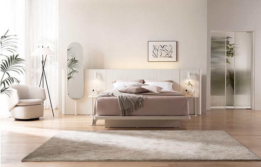 현대리바트는 호텔식 인테리어를 위한 침대 신제품 ‘에스테틱’ 시리즈를 최근 선보였다. 사진=현대리바트