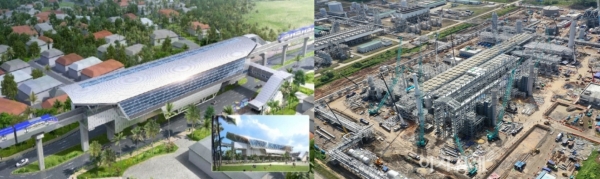 현대건설이 수주한 파나마 모노레일 공사(왼쪽), 대우건설이 수주한 인도네시아 액화천연가스(LNG) 플랜트 사업. 사진=현대건설, 대우건설