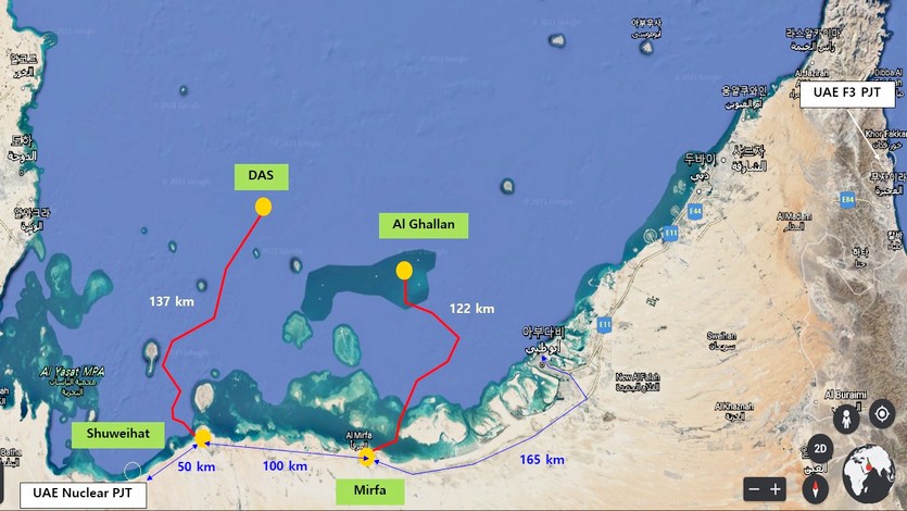 UAE HVDC 해저송전망 위치도. 사진=삼성물산