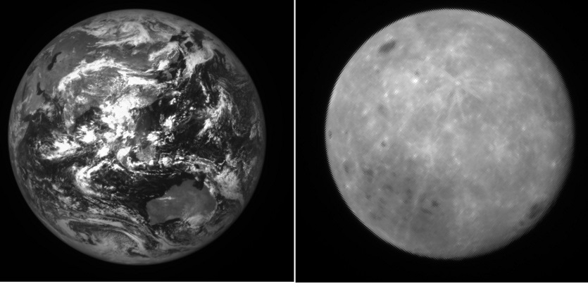 다누리가 8월 26일 촬영한 지구와 달의 뒷면.