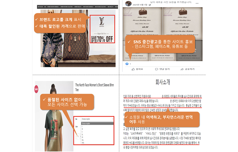 사기의심 사이트 주요 특징. 자료=한국소비자원